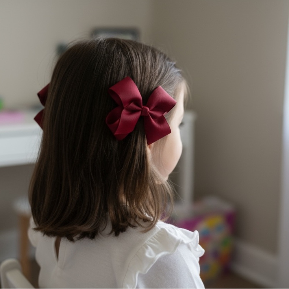 Charming Burgundy Hair Bow for Kids